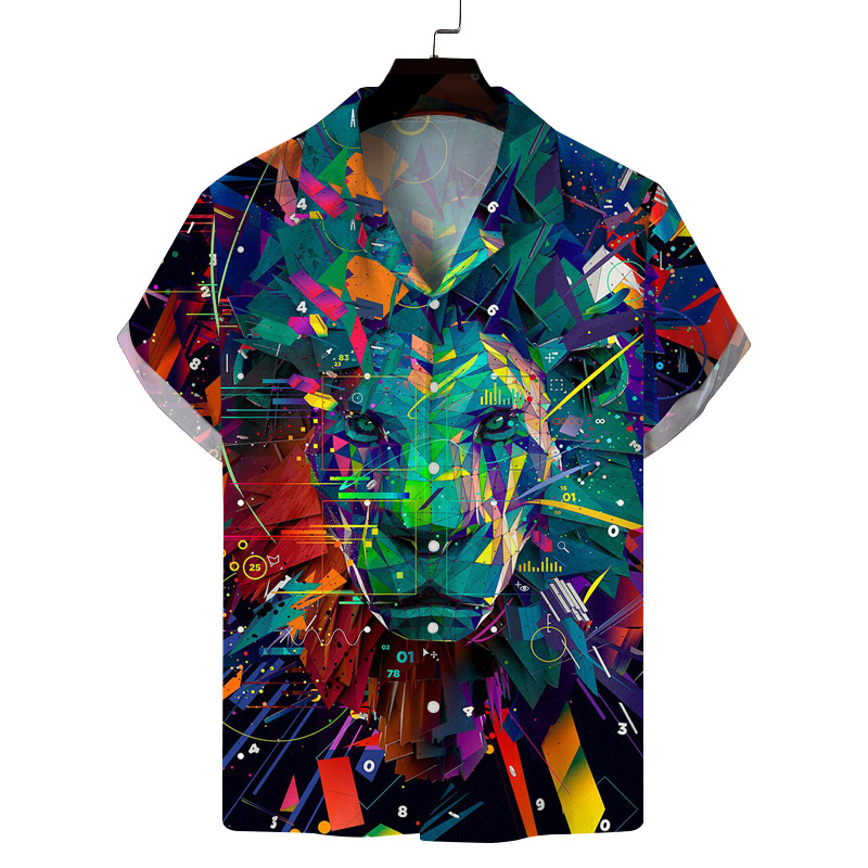 camicia hawaiana a maniche corte con colletto cubano stampata in 3D da uomo, nuova primavera_voghion.com