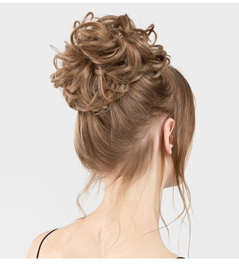 wig female flower bud ball head chemical fiber invisible fluffy natural long beard wig hair ring_voghion.com