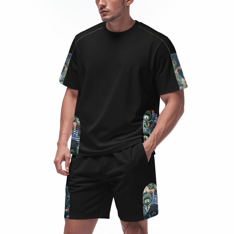 Ensemble short et short à manches courtes et col ras du cou pour homme, style hip-hop, décontracté, tendance, style américain, respirant et ample_voghion.com