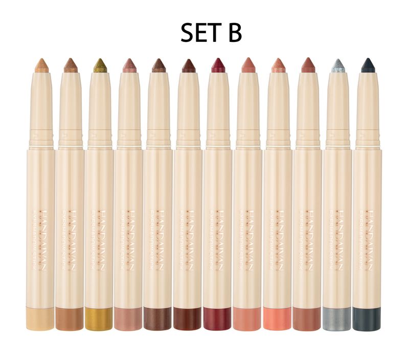 HANDAIYAN12 rainbow earth color eye shadow pen set is not easy to faint color eye shadow stick with pencil sharpener_voghion.com