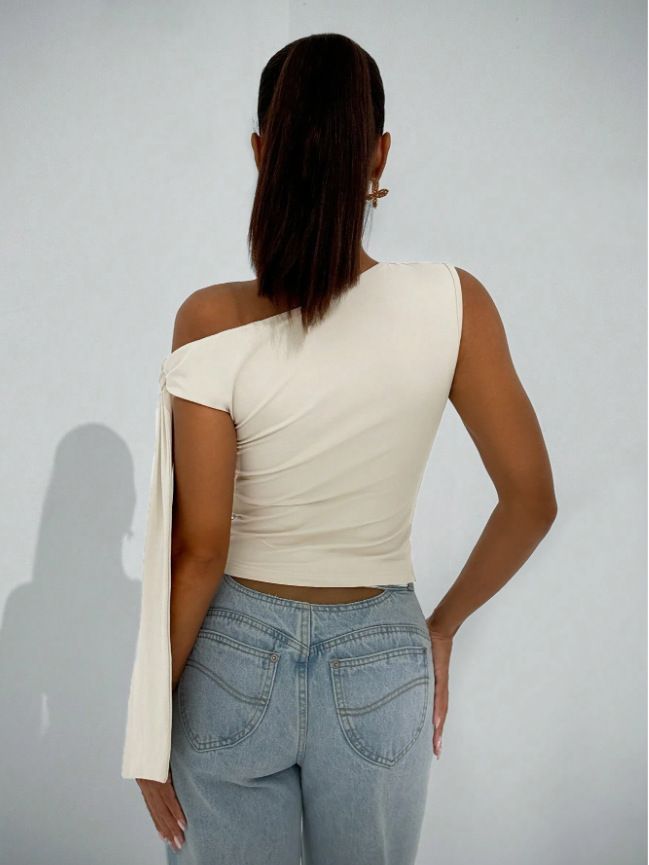 Ropa de mujer, novedad de verano 2025, moda urbana, corte entallado, lazo diagonal, color liso, sin mangas_voghion.com