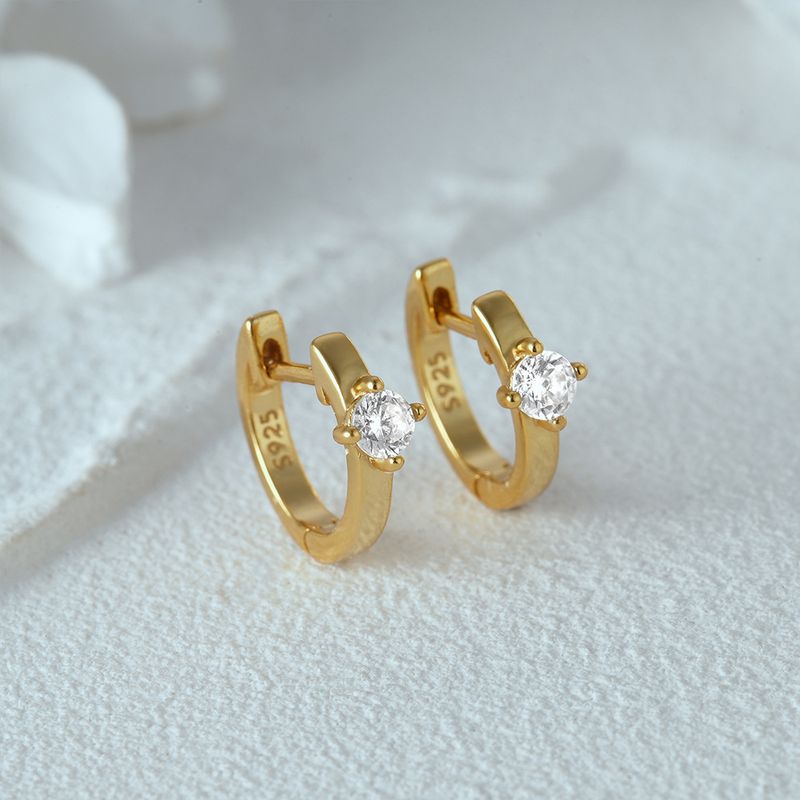 Women's Jewelry Simple S925 Sterling Silver Classic Light Luxury Personality Double Row Diamond Earrings Huggie Earring_voghion.com