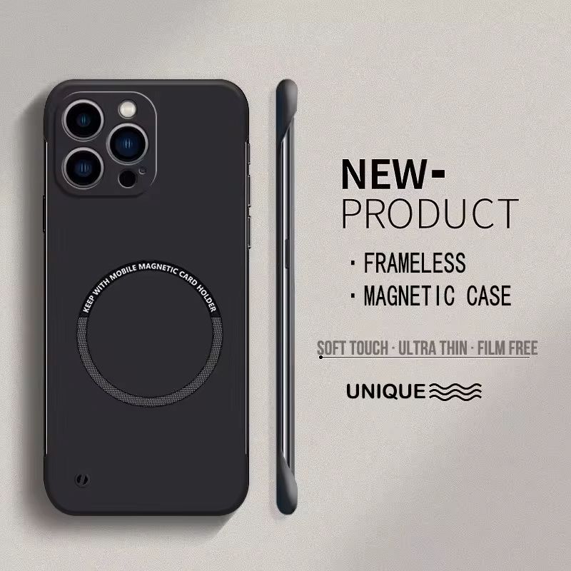 Rahmenlose Hülle 13 12 11 16E Schlanke magnetische Handyhüllen für iPhone 15 14 Pro Max 16 Plus Cover_voghion.com