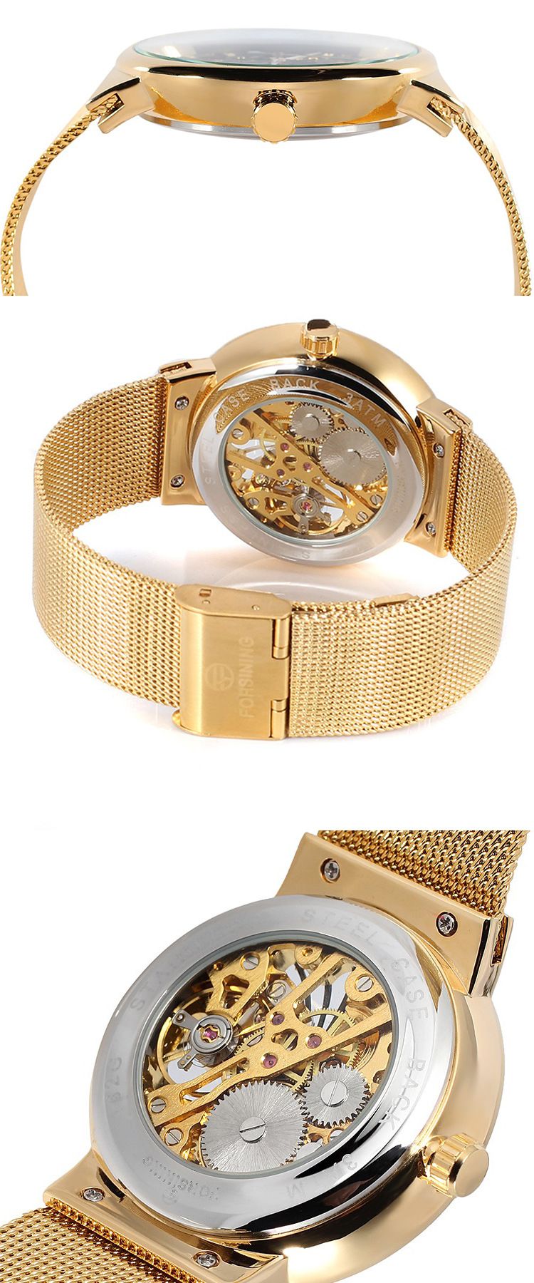 Nei FORSINING126 Hären Auer mat manueller Mechanik an engem holen Design fir Männer, modern a mat Stolband_voghion.com