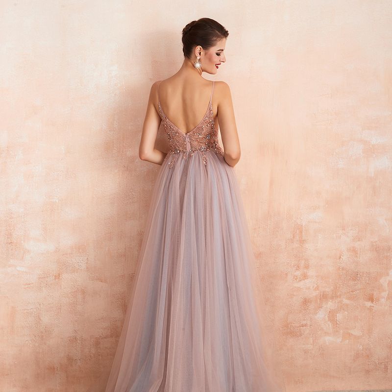 Vêtements pour femmes nouvelle robe de soirée longue sexy en tulle à col en V pour le printemps et l'été_voghion.com