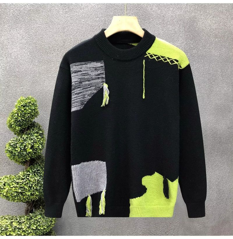 Men's Clothing Men's Round Neck Contrast Color Sweater Autumn New Men's Clothing Youth Trendy Casual Sweater Loose_voghion.com