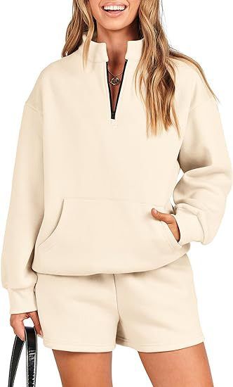 Women's Clothing Three quarter Pants Solid Color Sweater Pocket Two piece Set _voghion.com
