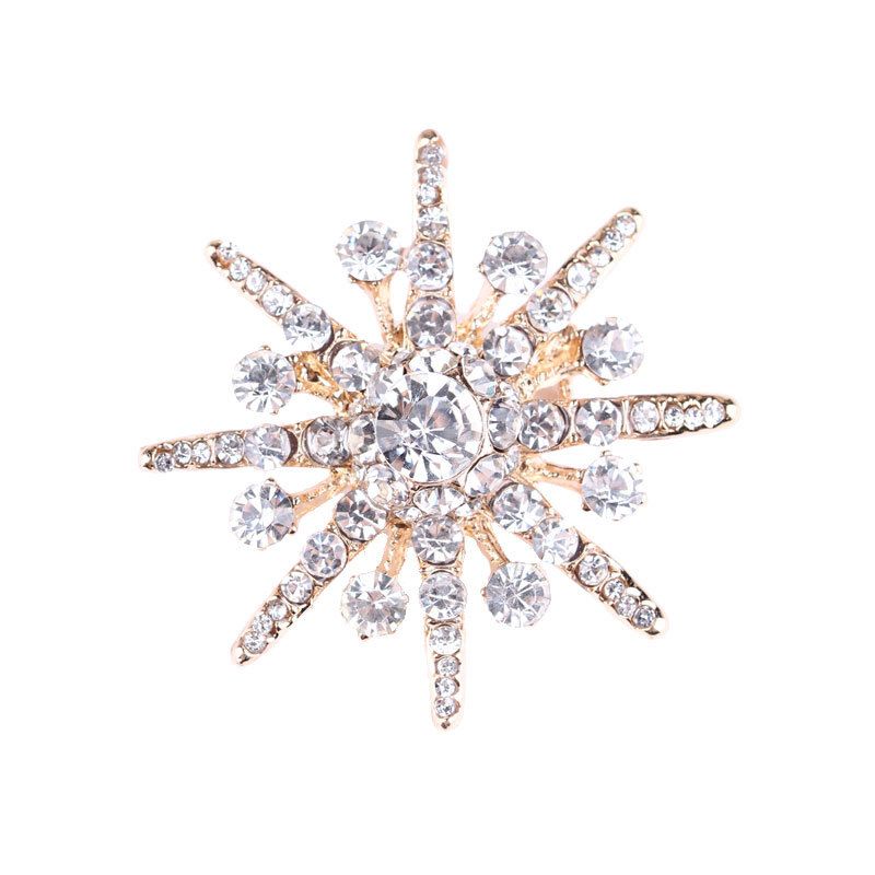 Lanhao Koreanische Mode achteckige Stern Diamant Brosche Schneeflocke Kleidung Zubehör Anti-Exposition Brosche Männer und Frauen Kleidung Zubehör_voghion.com