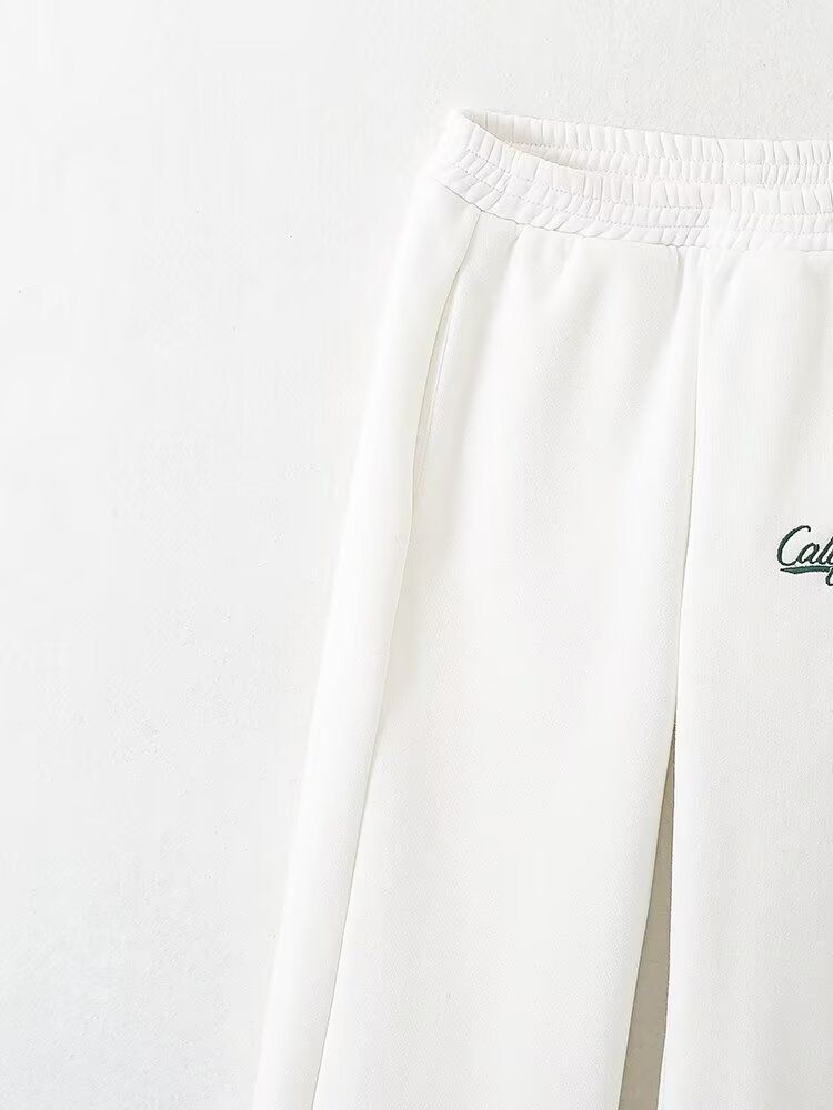 Conjunto de sudadera y jogger retro chic para mujer: conjunto de dos piezas de poliéster suave, cómodo y a la moda para otoño, estampado moderno (tallas S/M/L)_voghion.com