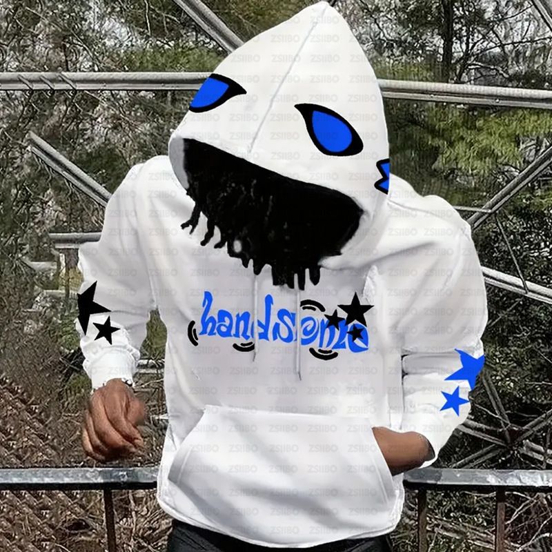 Sweat à capuche rétro streetwear Y2K avec imprimé graphique audacieux - Pull unisexe oversize pour les amateurs de mode urbaine_voghion.com