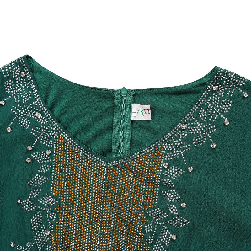 Elegantes Langarm-Maxikleid mit Strassverzierung, schlichtes muslimisches Abendkleid für Damen, A-Linien-Abendkleid in Übergröße (Grün/Violett/Schwarz)_voghion.com