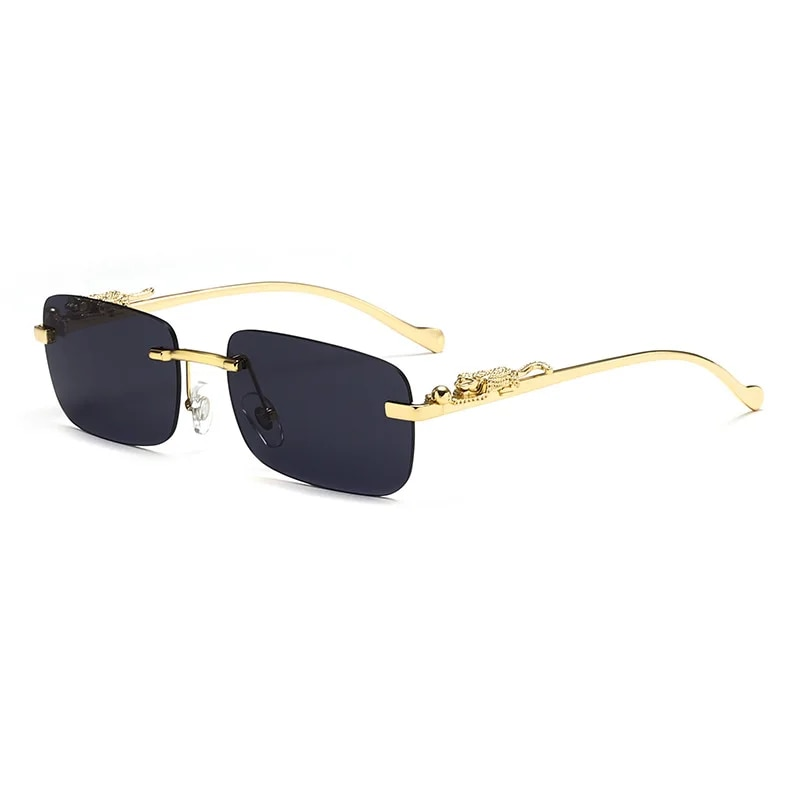 Lunettes de soleil classiques sans monture pour hommes et femmes, décoration léopard, petites lunettes de soleil de conduite sans cadre_voghion.com