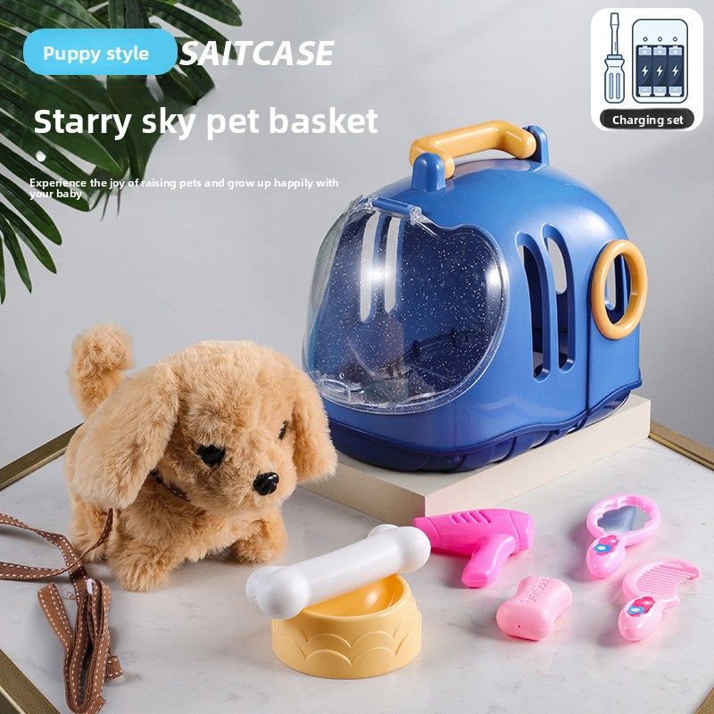 Piccolo coniglio bianco peluche bambola simulazione animale puzzle cane elettrico multifunzionale porterà a spasso i bambini dai 3 ai 46 anni_voghion.com