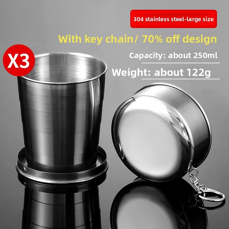 Tazza pieghevole in acciaio inossidabile 304, portatile, resistente alle alte temperature, per viaggi all'aperto, con compressione, collutorio, piccola tazza per l'acqua da viaggio_voghion.com