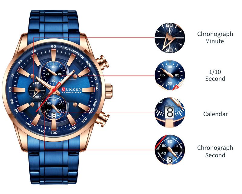 Curren 8351 Herren-Multifunktions-Quarzuhr mit Datumsanzeige, wasserdichte Armbanduhr mit rundem Zifferblatt für Business und Freizeit_voghion.com