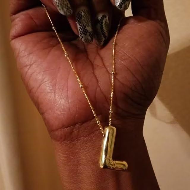 Collana con ciondolo a forma di palloncino in acciaio inossidabile K Gold da donna, con 26 ciondoli in inglese._voghion.com