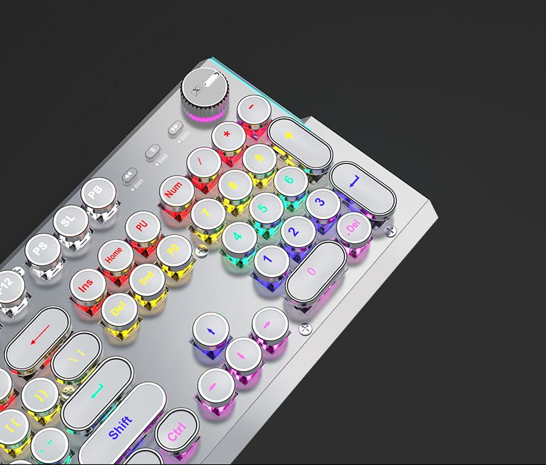 X60 Steam Transparent Punk Retro Nical Key Mouse Suit Gaming Male Titanium Alloy Keyboard With Knob_voghion.com