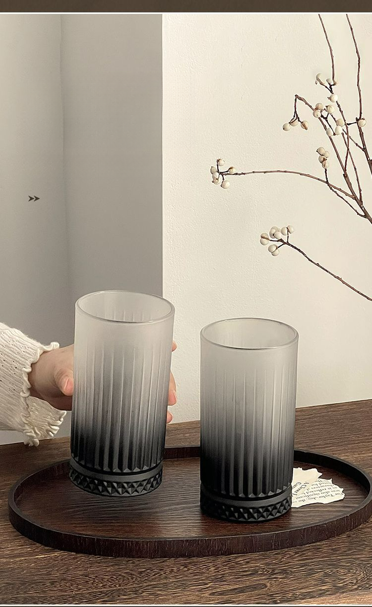 Tazza da caffè con design di nicchia, in vetro nero satinato sfumato, di alta qualità, per uso domestico femminile_voghion.com