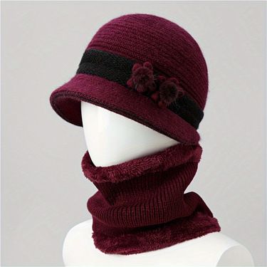 Winter Knitted For Middle-aged Elderly Women, Mom's Rabbit Fur Hat, Thickened And Fleece-lined, Grandma's Warm Wool Hat_voghion.com