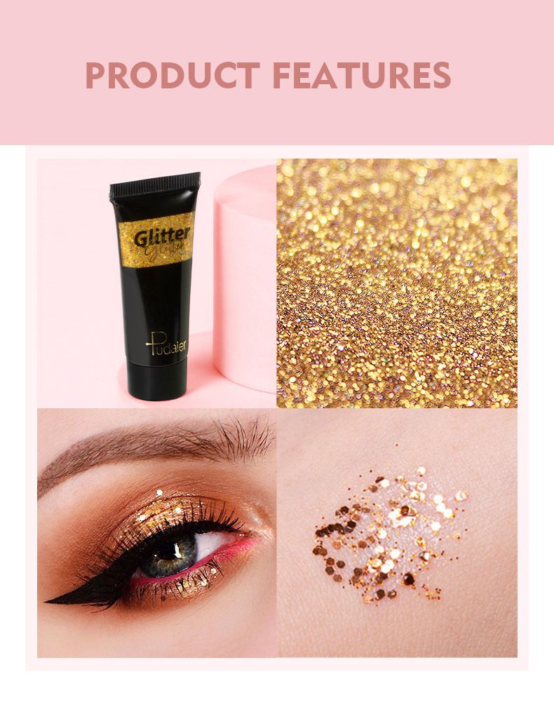 Pudaier Ombretto Liquido Lucido Monocolore Trucco da Palco Viso Corpo Glitter 12 Colori Ombretto Liquido Scintillante Luccicante_voghion.com