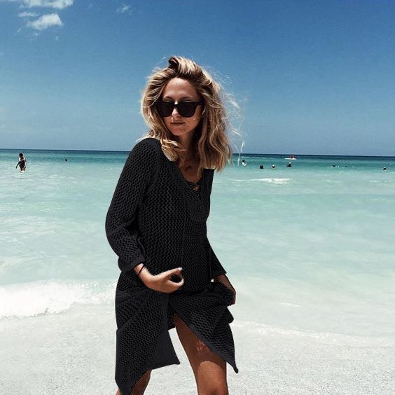 Elegantes Häkel-Bikini-Cover-Up-Strandkleid – Leichter Spitzen-Kimono für Frauen, Boho-Sommerurlaub-Bademode_voghion.com