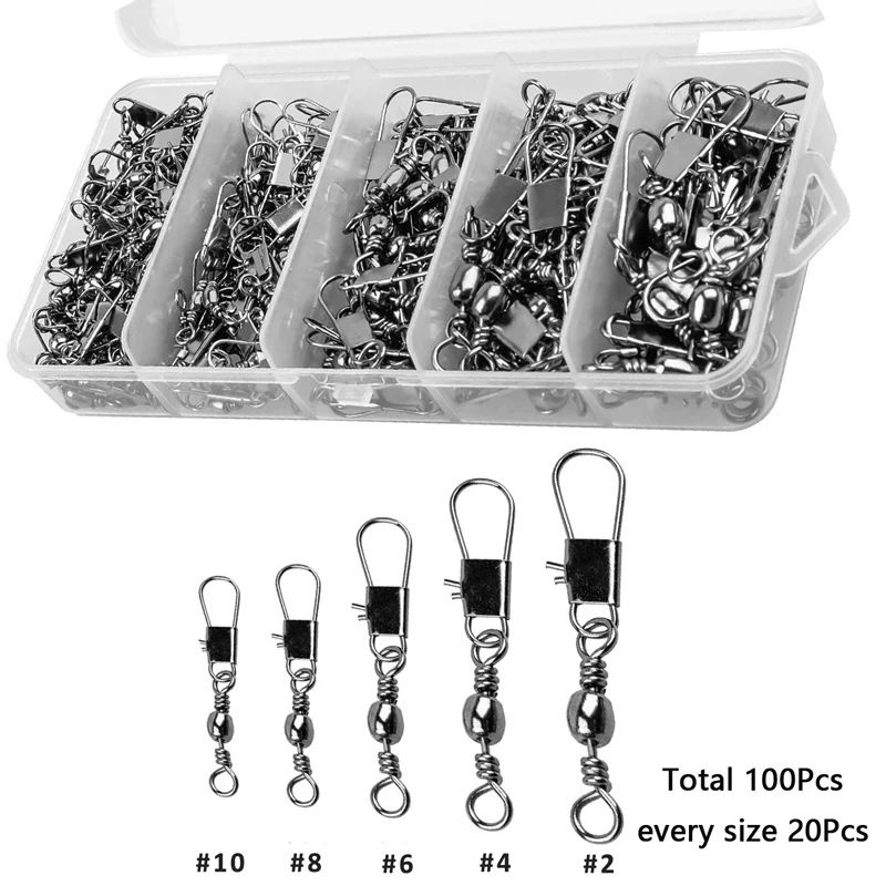 Fishing Tools 100pcs/box Figure Eight Ring Fishing Connector Swivels Interlocking Pin Bearing Rolling Rotating Buckle Rotating Eight_voghion.com