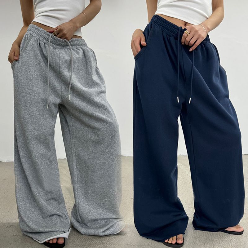 Damenbekleidung Sporthose mit weitem Bein für Damen Graue, lockere Jazz-Wischhose Jogginghose Hip Hop Drape Casual Pants_voghion.com