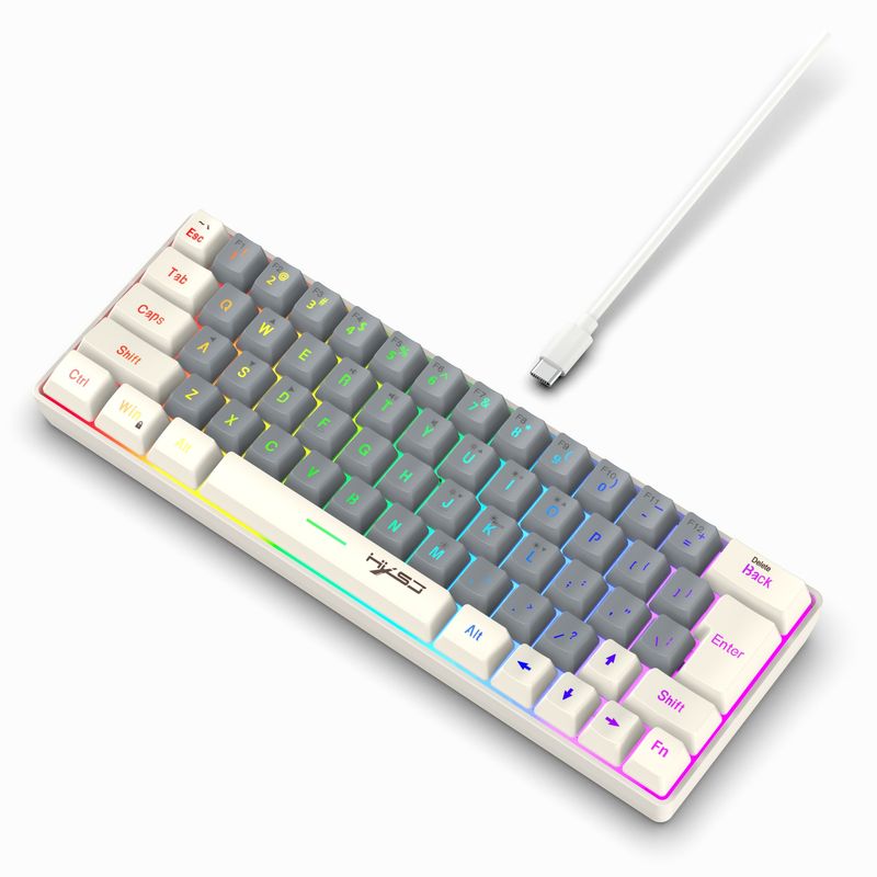 HXSJ new 63 wired film keyboard with dual color caps, RGB lighting, USB-C key cable separation_voghion.com