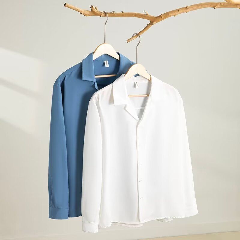 CT Long Sleeve For Men, Spring And Autumn Korean Style, Trendy Solid Color Shirt, Slim Fit, Plus Size, Office Work_voghion.com