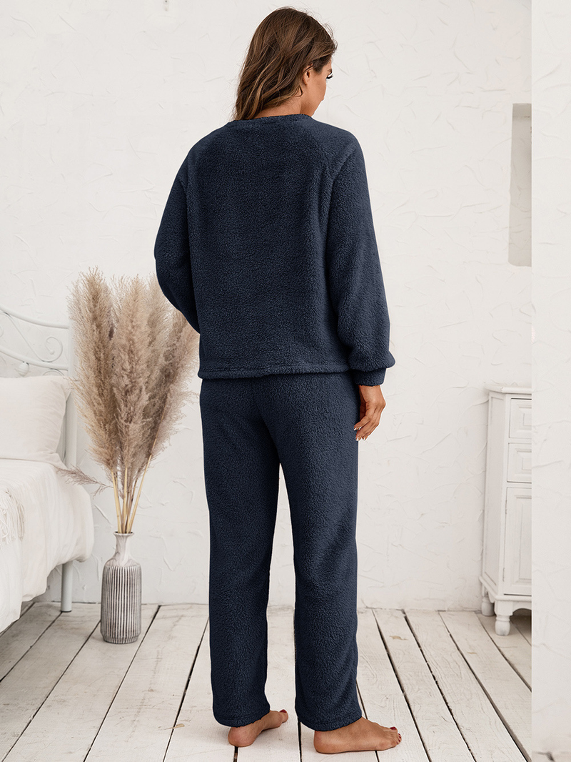 Women's solid color plus size thick winter clothing warm hooded pajamas outside the home wear_voghion.com