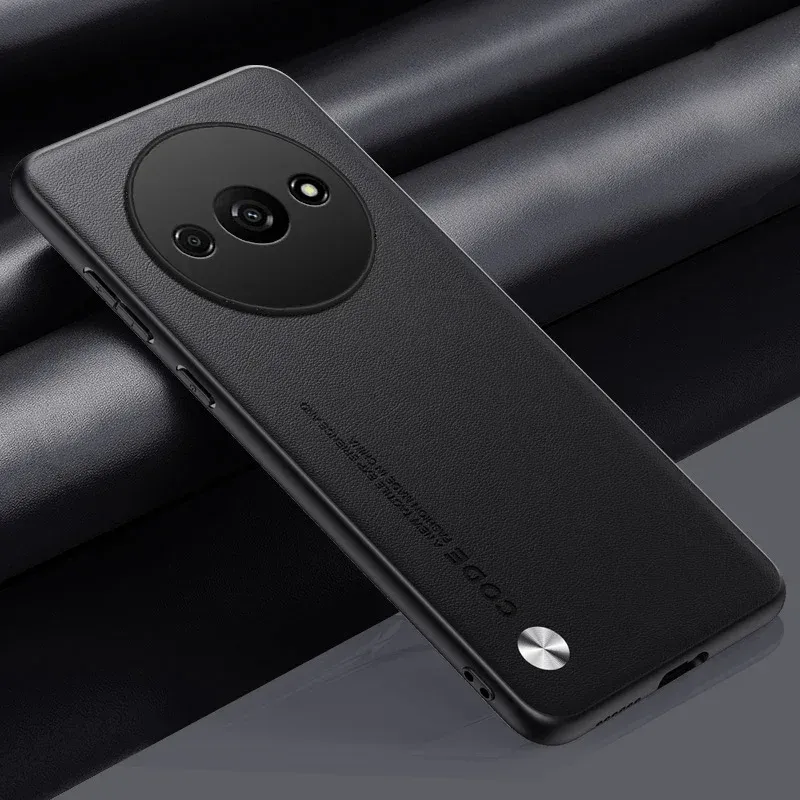 Luxuriöses, stoßfestes Hartschalenetui aus Leder für den Objektivschutz von Xiaomi Redmi A3 4G, rutschfeste Schutzhülle mit Fingerabdruck-Schutz_voghion.com