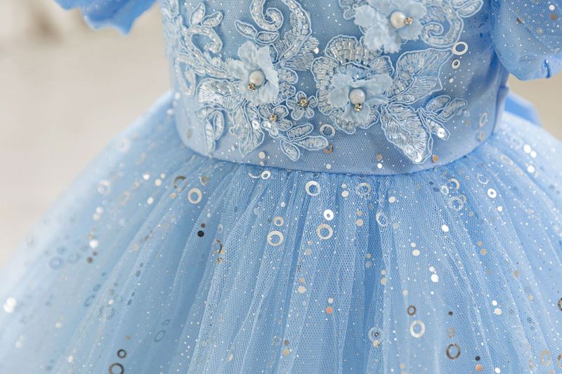 2024 nouvelle robe d'hôte pour enfants robe de soirée pour fille de fleur d'un an robe de princesse florale à manches bouffantes robe en gaze en stock_voghion.com