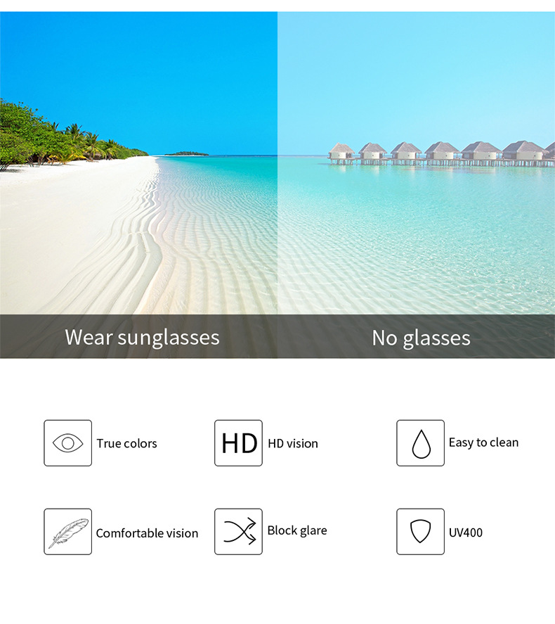 Uniseks zonnebril Antireflectie anti-UV-polarisator Paarzonnebril_voghion.com