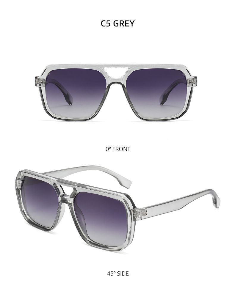 Piloten-Doppelsonnenbrille mit quadratischem Rahmen und Ende, die Ihr Gesicht kleiner aussehen lässt, und UV-beständige polarisierte Sonnenbrille_voghion.com