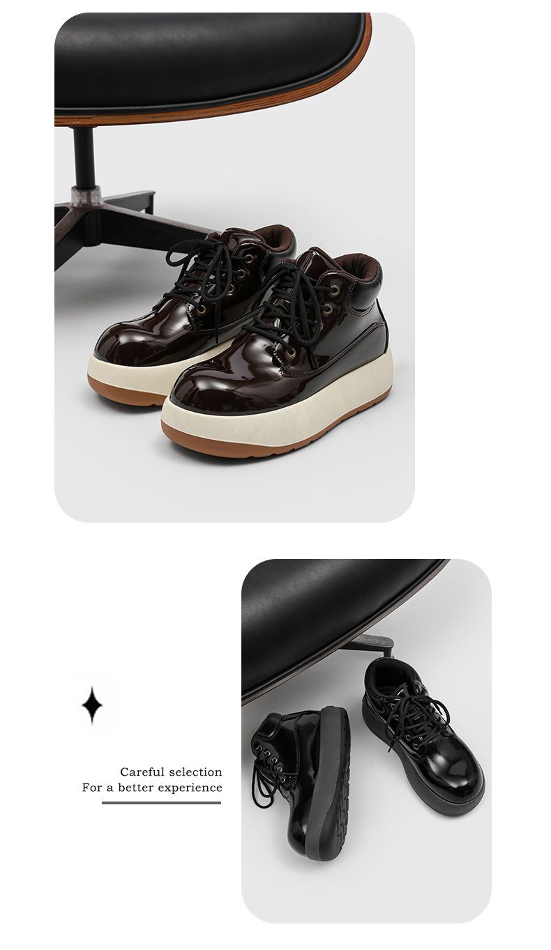 Men's Chunky Derby Boots Retro Motorcycle Style High Top Martin Boots In Yellow/Black/Brown - Fashionable & Comfortable_voghion.com