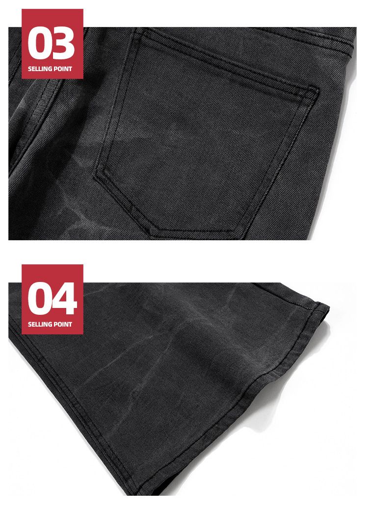 men's and women's washed distressed trousers, the same style for men and women, high street texture couple water rippled bootcut jeans_voghion.com