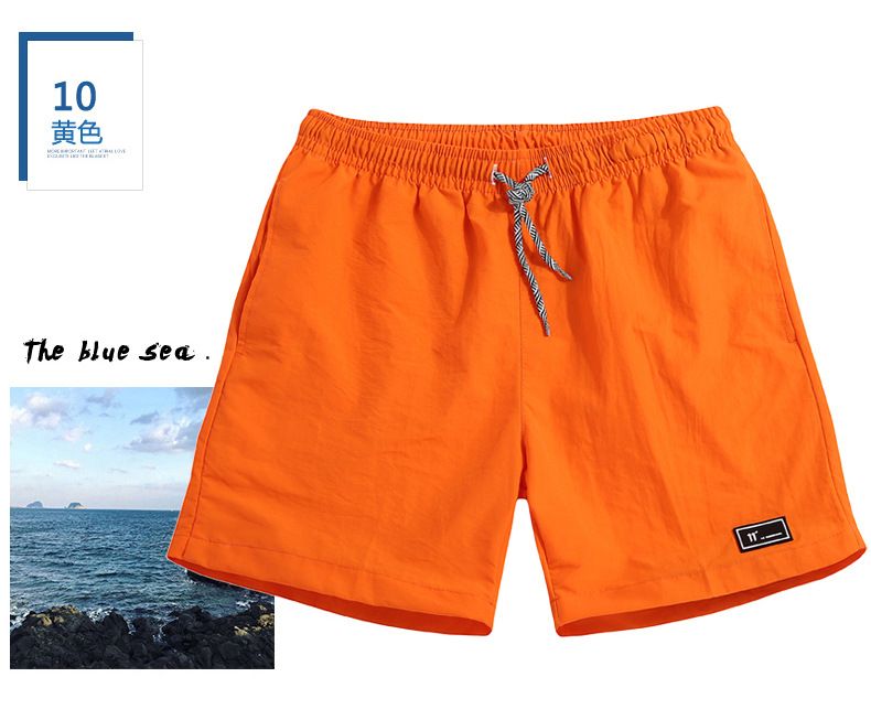 Summer candy color shorts shorts men's beach pants elastic waist drawstring loose cross-border straight shorts_voghion.com