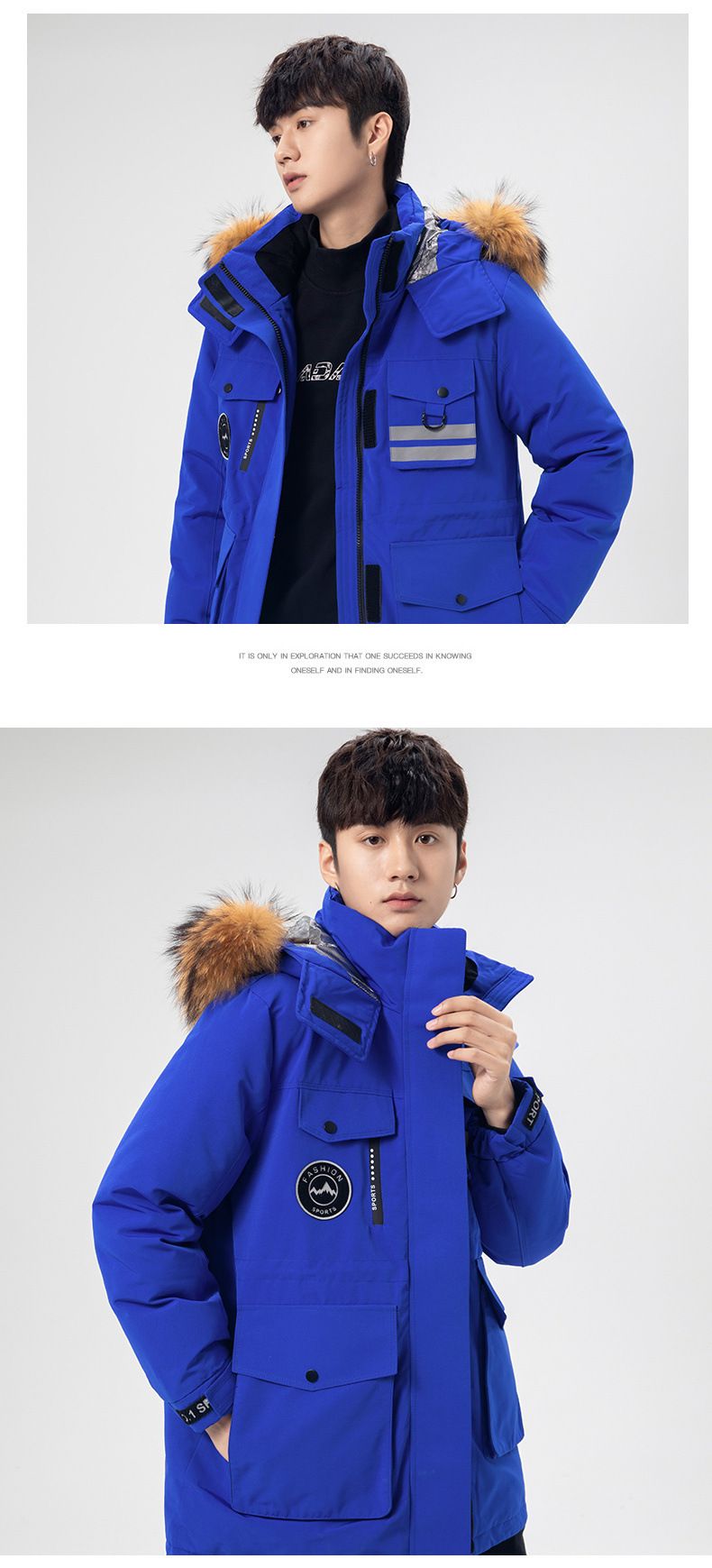 High Quality Down Jacket Men's Winter White Duck Down Thickened Fur Collar Jacket Casual Windbreaker Couple Workwear Party Jacket_voghion.com