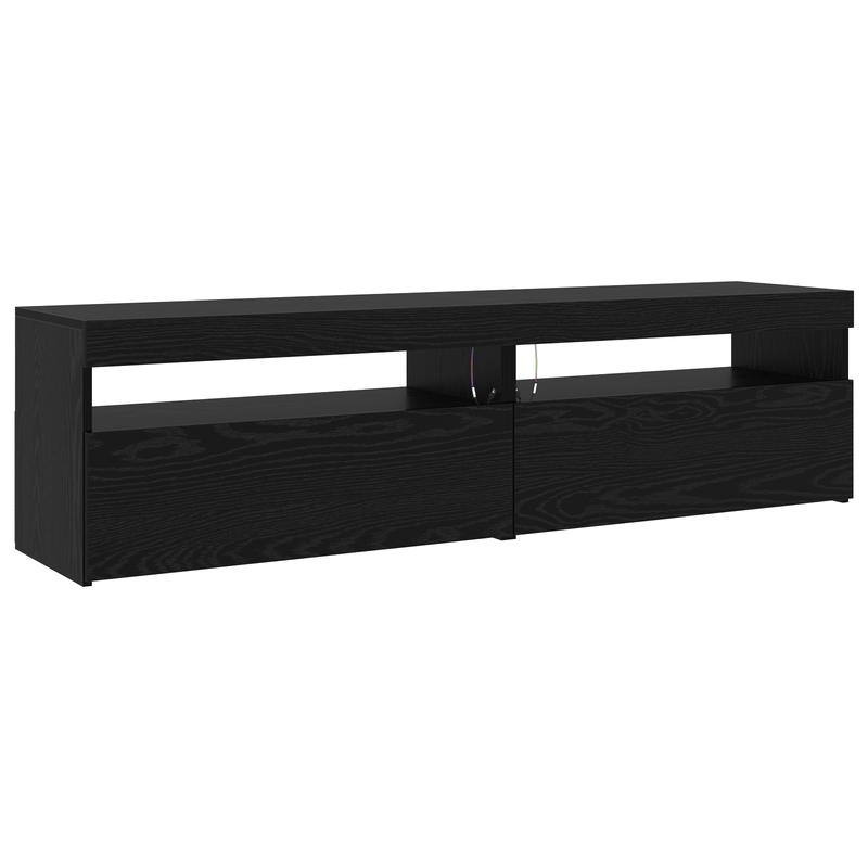 3-teiliger TV-Schrank mit LED-Lichtern Schwarze Eiche Holzwerkstoff_voghion.com