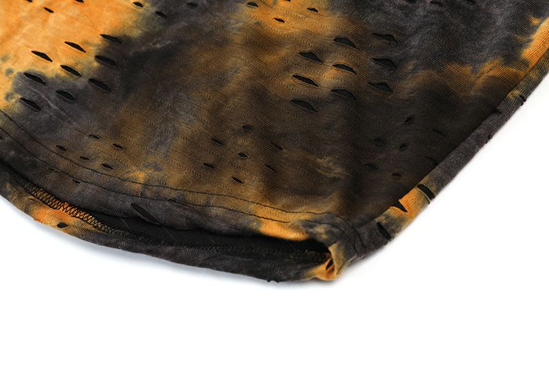 Herrenbekleidung, lässige Mode, offenes Lächeln, Persönlichkeit, Loch, glühende Farbe, passend, große Größe, kurzärmeliges T-Shirt mit V-Ausschnitt_voghion.com