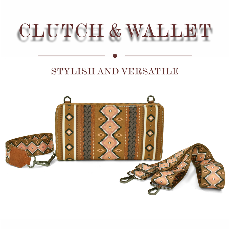 Portfel Western Wristlet Bohemian Aztec Credit Card Holder Portfel Clutch Torba na ramię dla kobiet_voghion.com