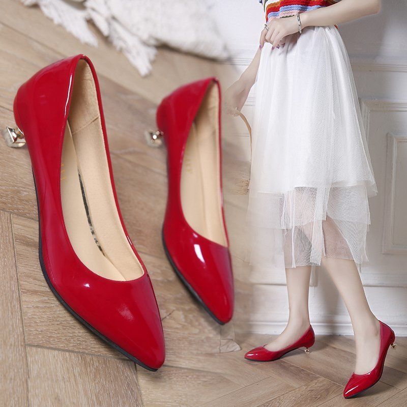 Shallow mouth pointed for women, cat sexy temperament, mid work shoes, thin heels, simple and versatile fashion women's_voghion.com