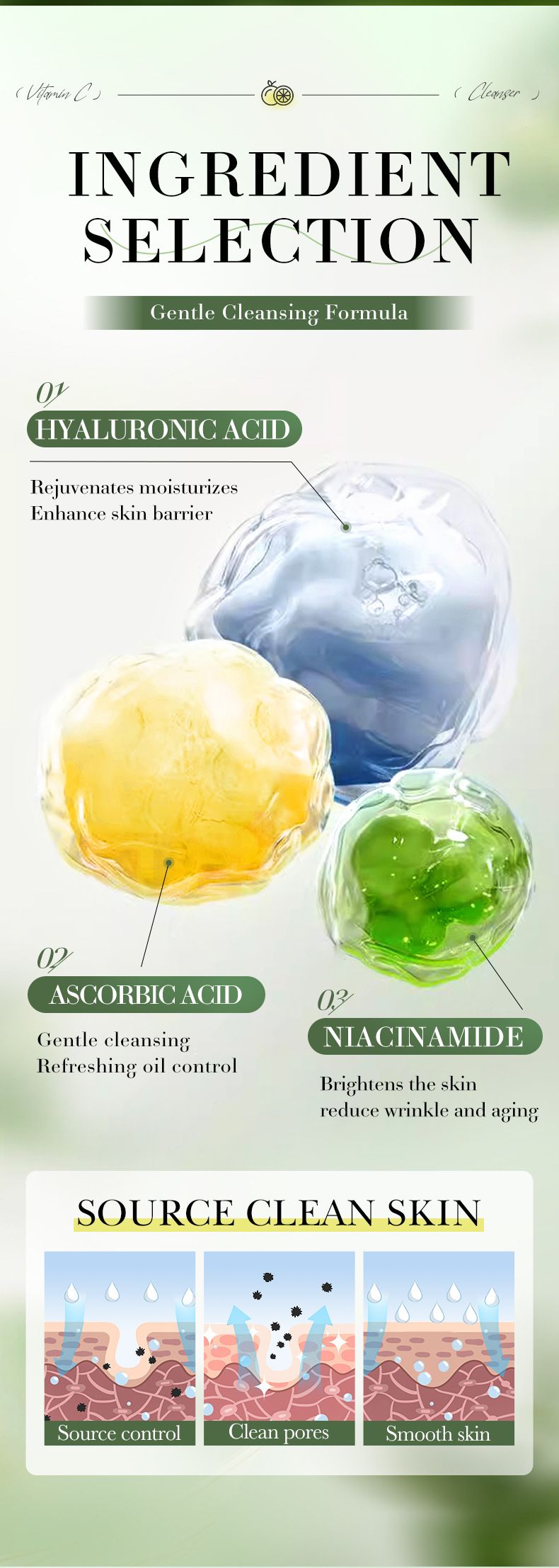 SADOER VC Brightening Cleansing Milk Series | 4-layer Fruit Extract Energy · Deep Cleansing · Universal (kiwi Fruit/citrus/grapefruit/lemon Optional)_voghion.com