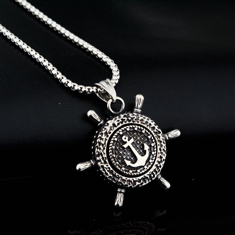 Nuovo pedale rotante con timone, collana versatile in acciaio al titanio hip-hop, accessori di coppia personalizzati per me_voghion.com