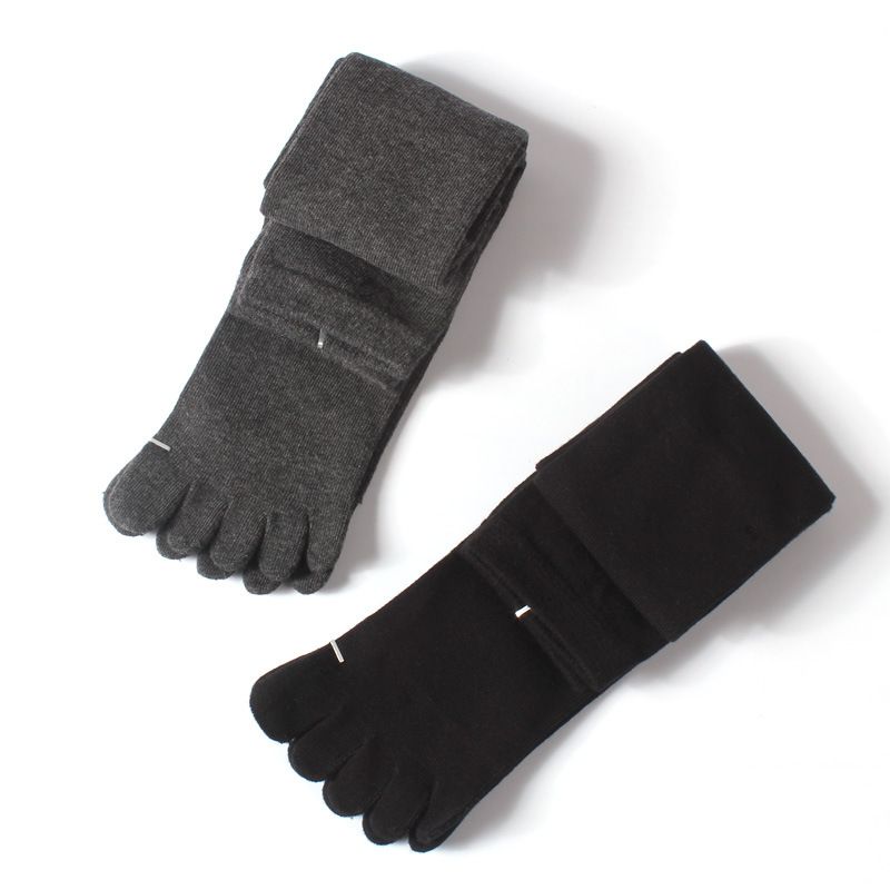 Neljän vuodenajan polvenpituiset opiskelijan pitkät viisisormisukat naisille, puuvillaiset lämpimät halkiokärkiset pohjesukat_voghion.com