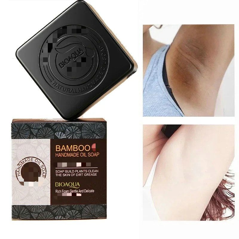 Bamboo Charcoal Handmade Soap Skin Moisturizing Deep Cleansing Oil Control Blackhead Remover Face Wash Hair Bath Skin Care 100g_voghion.com