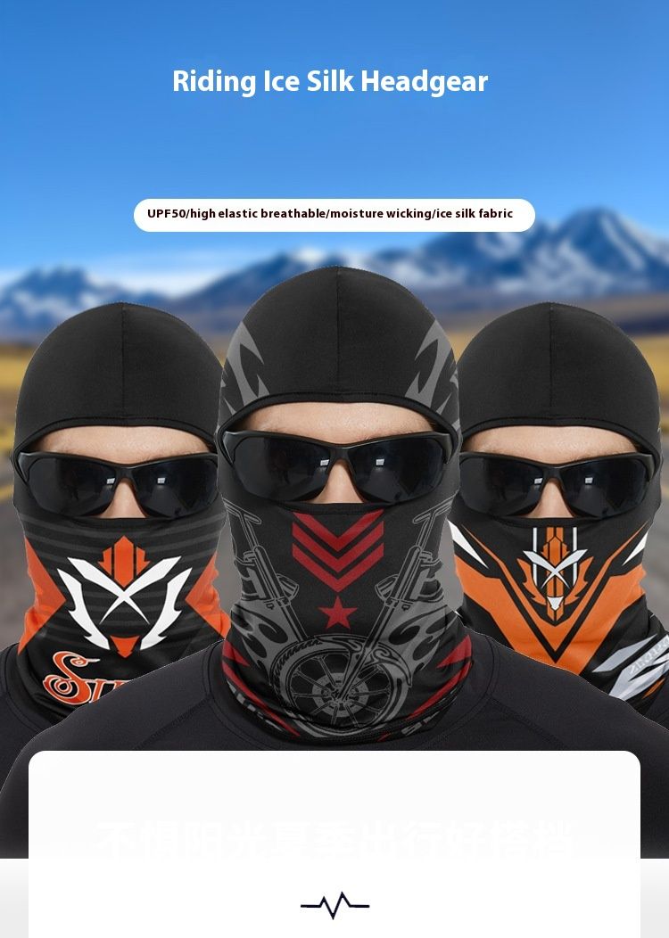 Protetor solar de verão para motocicleta, capa de cabeça de seda gelada, chapéu interno para capacete de bicicleta ao ar livre, máscara de equitação à prova de vento e poeira_voghion.com