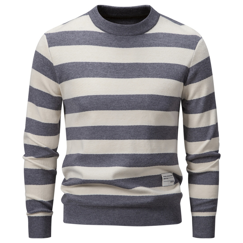 Maglione pullover caldo versatile a righe sottili da uomo, scollo rotondo, 2023, nuovo inverno_voghion.com