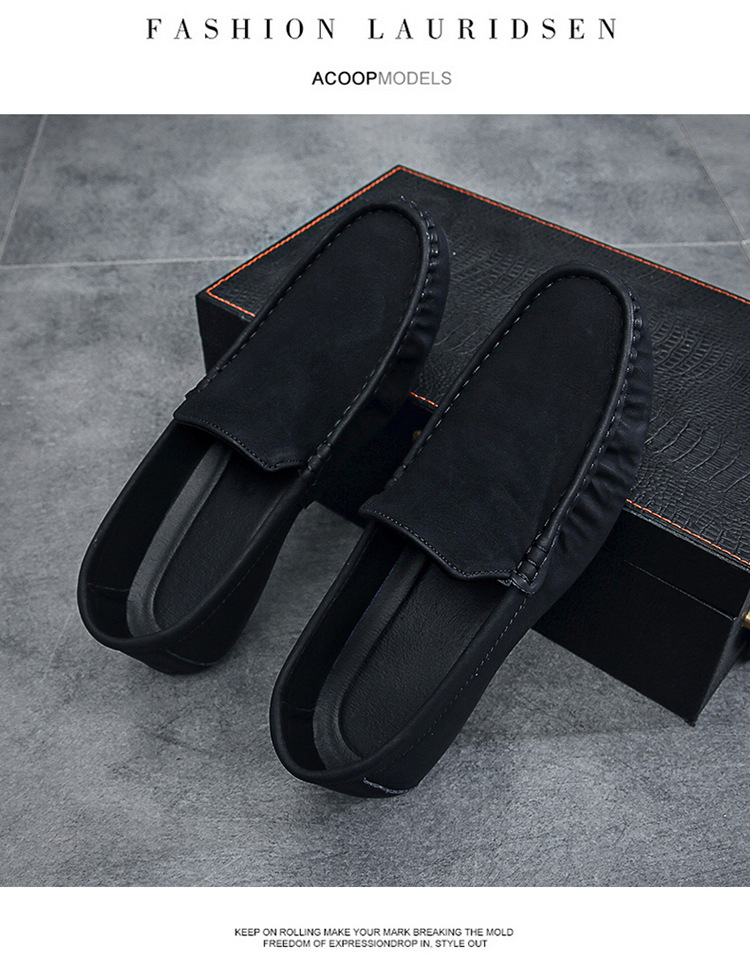 SHLIANG Men's Casual Sport Shoes British Style Bean Bean Slip-On Loafers Versatile Comfortable Breathable Rubber Sole Shoes X0016_voghion.com