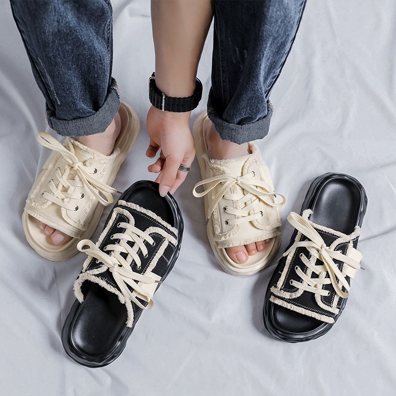 Kvast-hjemmesko til mænd, sommer- og udendørstøj, trendy mærke-klipklappere, alsidige højdeforøgende sandaler i skridsikre designs_voghion.com
